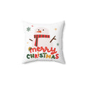 Merry Christmas Snowman Throw Pillow — Festive Holiday Decorative Cushion